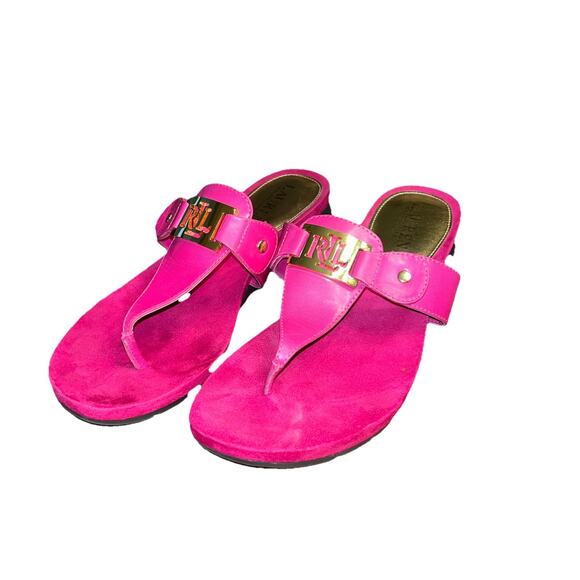 Lauren Ralph Lauren Shoes - Lauren Ralph Lauren Womens LAKIN Pink T-Strap Sandals 7.5 B